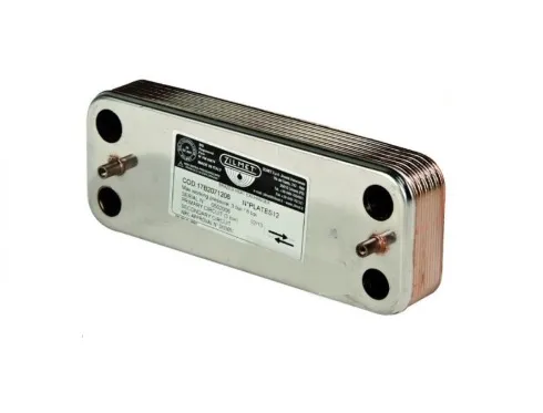 Scambiatore secondario 12 piastre Zilmet interasse 166 mm caldaia Ariston 998483 MTS Chaffoteaux Ecoflam 573295 – 571646