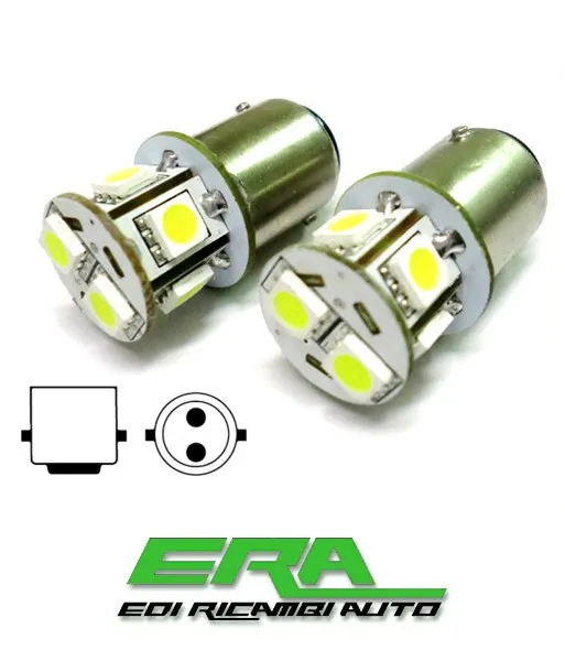 Coppia lampade led per barca 10V-30V, BA15D (bianco freddo) 2W 7 SMD 5050 piedini dritti G18