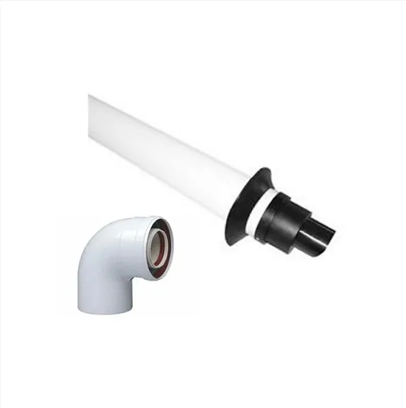 Kit scarico fumi tubo e curva coassiale terminale Ø 60/100 per scarico a parete caldaia a condensazione Baxi Riello Beretta Sylber Vaillant Ariston Chaffoteaux Ecoflam Thermital