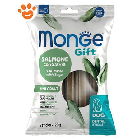 Monge Dog Gift Dental Sticks Mini Adult Salmone con Salvia + OMAGGIO