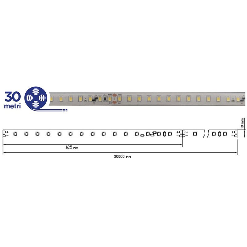 Ledco sl120 striscia led monocolore 2835 30 metri 8 W/M 48V 120 Led/M ip68 - immagine 5