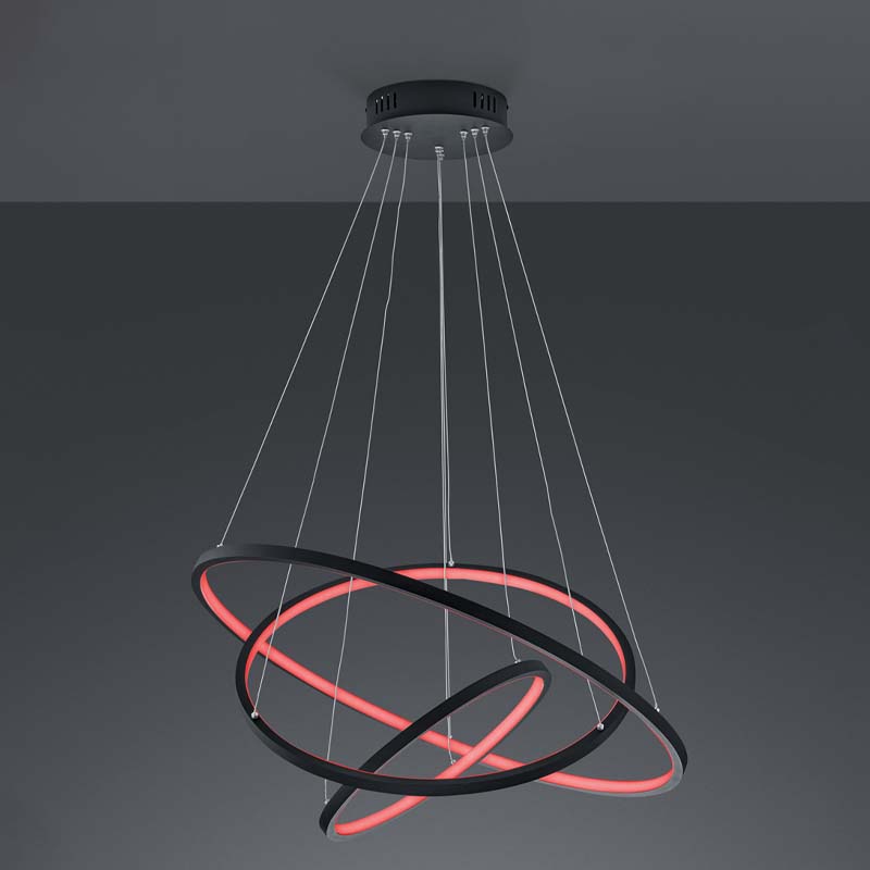 Lampada a sospensione Led Aaron 3 anelli in metallo RGB tecnologia Wiz e telecomando multifunzione 78W – Trio lighting - immagine 3