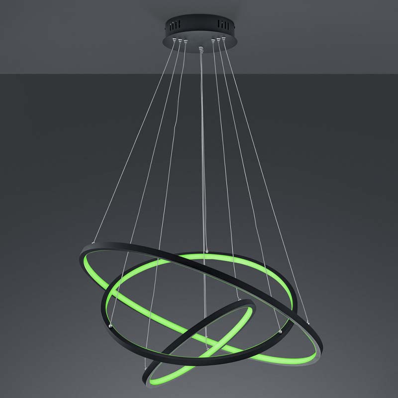 Lampada a sospensione Led Aaron 3 anelli in metallo RGB tecnologia Wiz e telecomando multifunzione 78W – Trio lighting - immagine 4
