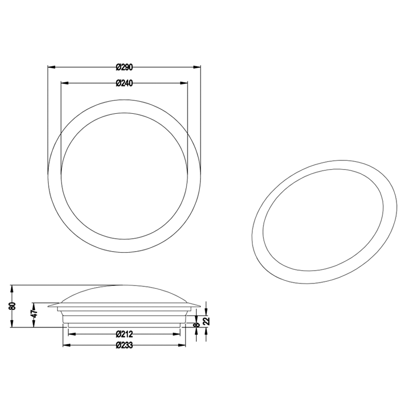 Plafoniera Led rotonda Umberto in plastica IP44 18,5/12W D. 42/29 cm- Trio Lighting - immagine 6